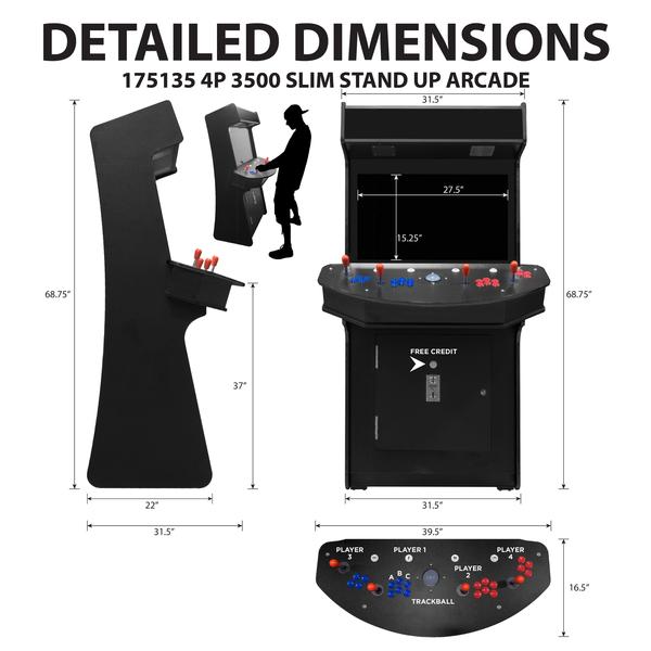 New Game Machine - 4 Player Slim Stand Up Arcade Game Machine